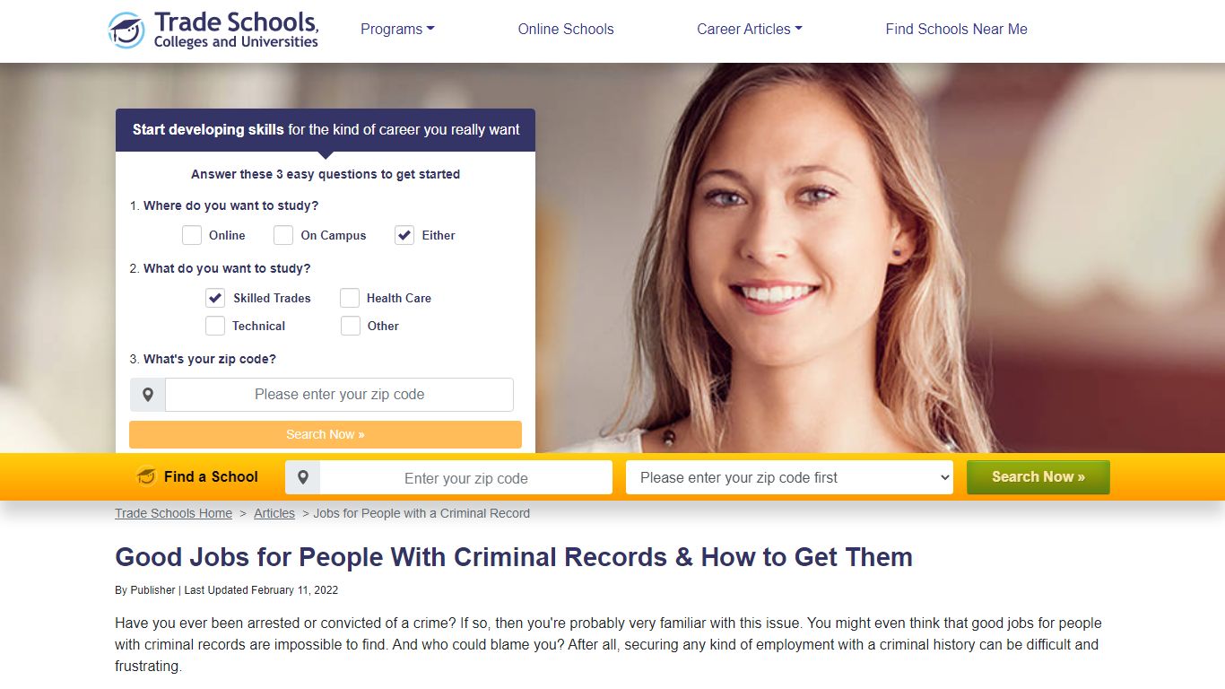 Jobs for People With Criminal Records & How to Get Them - Trade-Schools.net