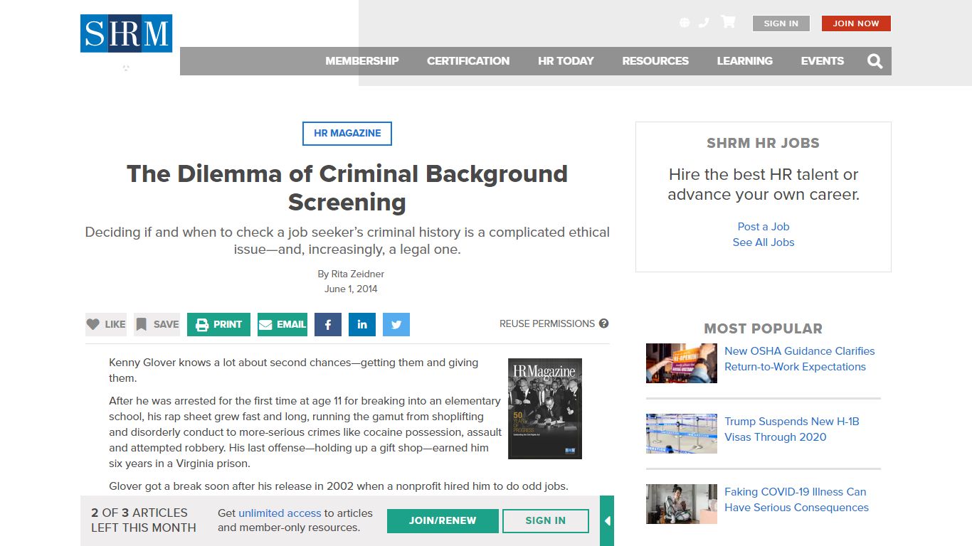 The Dilemma of Criminal Background Screening - SHRM